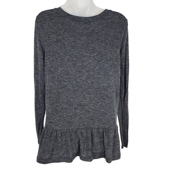 Loft Tee Women’s Size Medium Long Sleeve Knit Peplum Heathered Gray Stretch - Picture 2 of 8